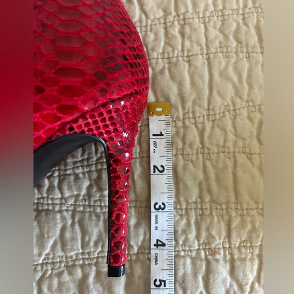 Red Snakeskin Leather Boots - Picture 6 of 7